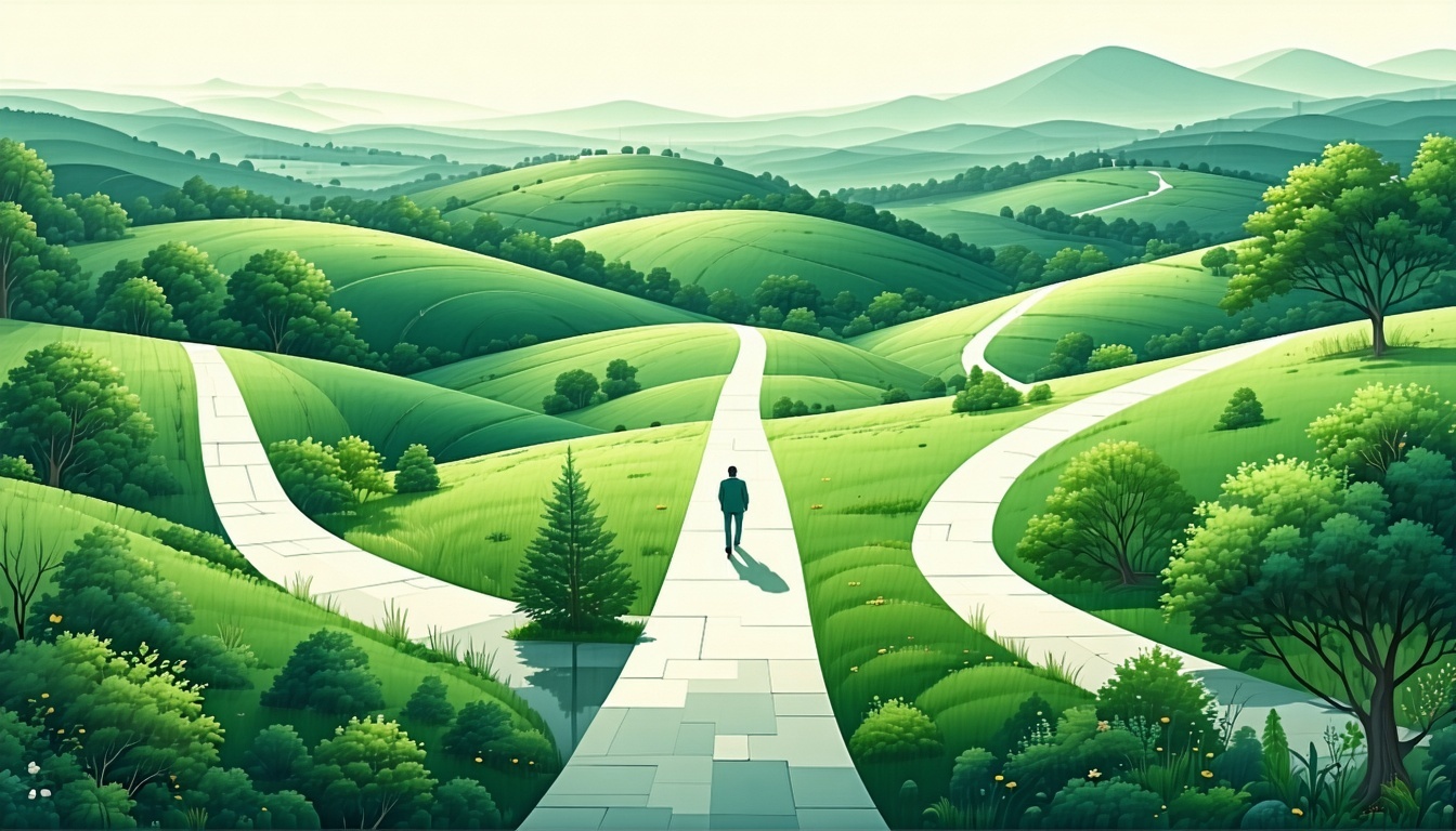 Illustration of a strategic consultancy concept with fields and pathways